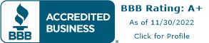 BBB Rating: A+ Official Seal Official seal of Better Business Bureau's A+ Rating for Accredited Business